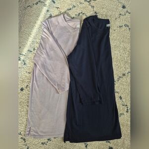 Lands' End Long Sleeve Cotton Shirts in Lavendar And Navy, Xlrg.